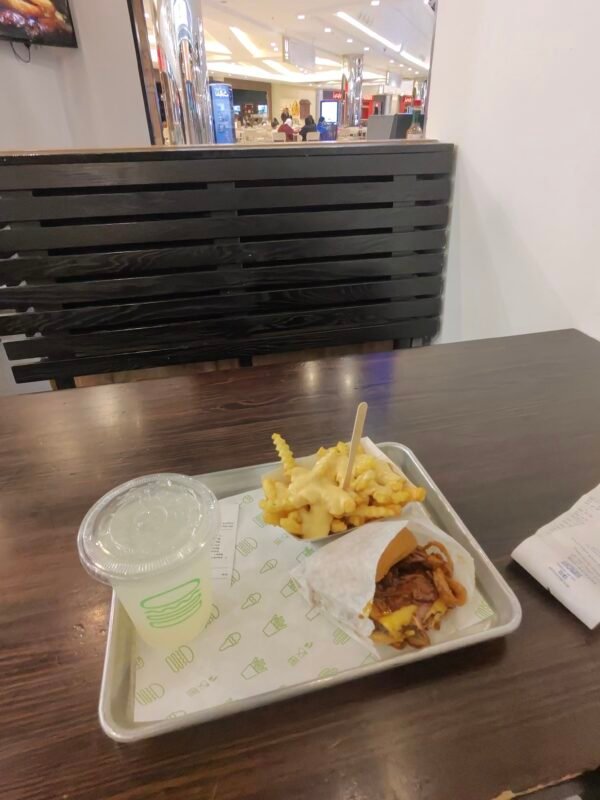 Eating shake shack at the red sea mall in Jeddah, Saudi Arabia