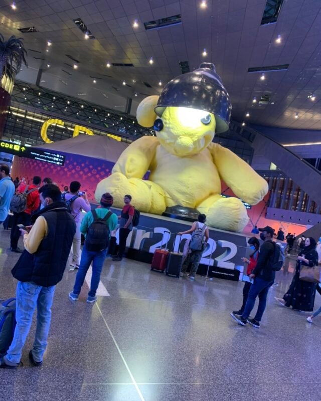 The bear at Hamad International Airport in Doha, Qatar
