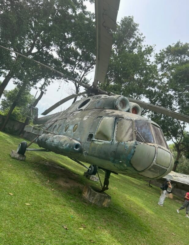 a helicopter at the war museum in cambodia