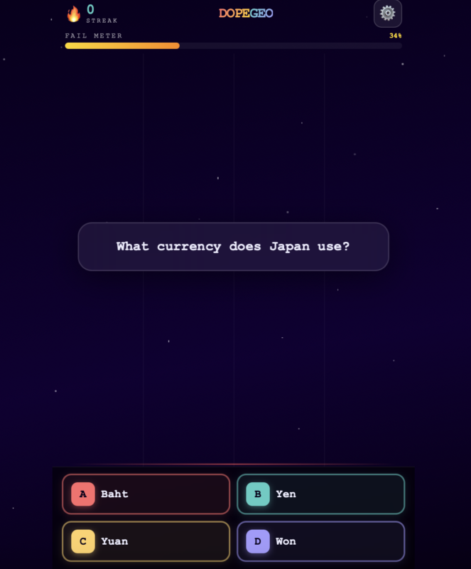 Gameplay of Dopegeo - the new geography trivia game